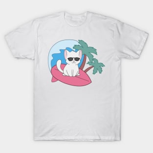 White Cat at the beach T-Shirt